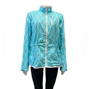 Izod Golf Performance  Blue White Wind Breaker Zip Off Sleeves Size XL